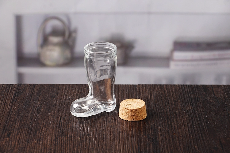 boot shaped glass bottle