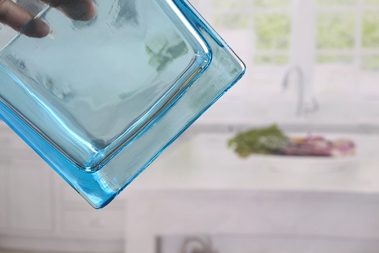 Blue Square Glass Candle Holders
