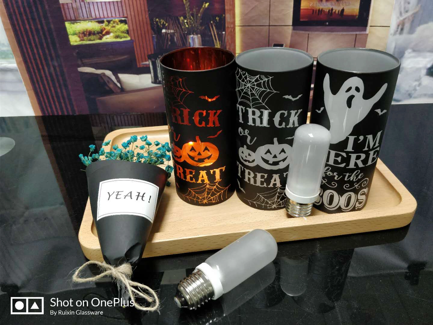 Halloween glass candle holder wholesale, Candle holder for halloween decor