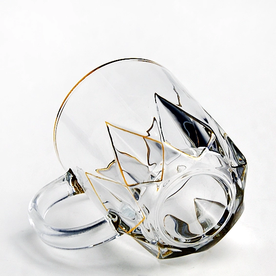 New product gold rimmed glass coffee cup clear glass mugs tall coffee mugs manufacturer