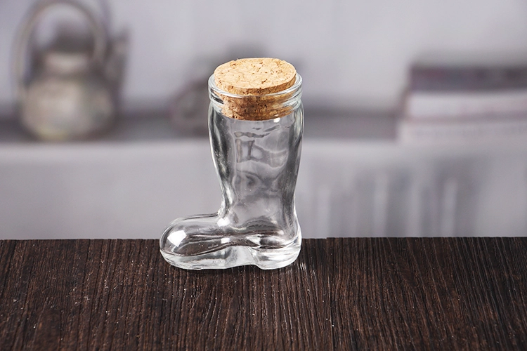 Boot shaped glass bottle