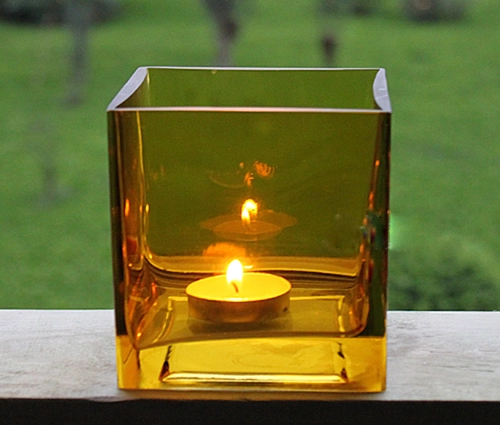 Colored glass candle holders