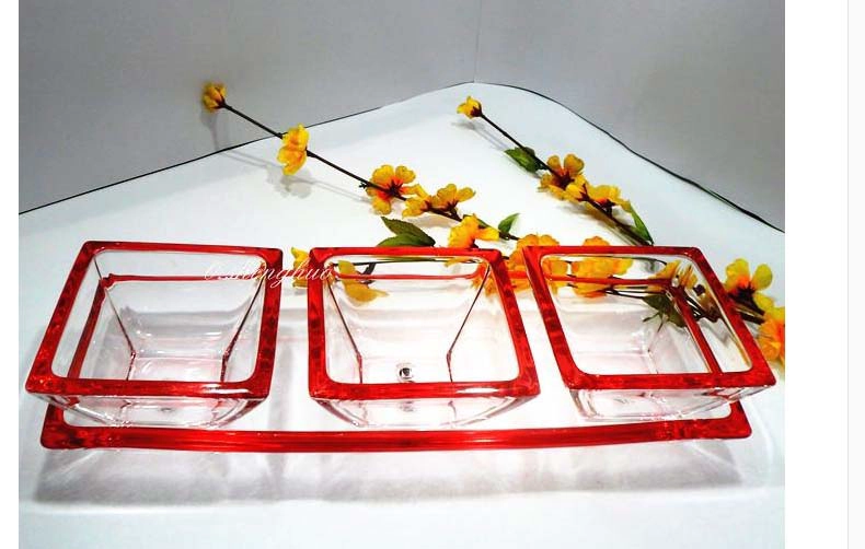 Square glass bowl suits transparent glass fruit plate supplier