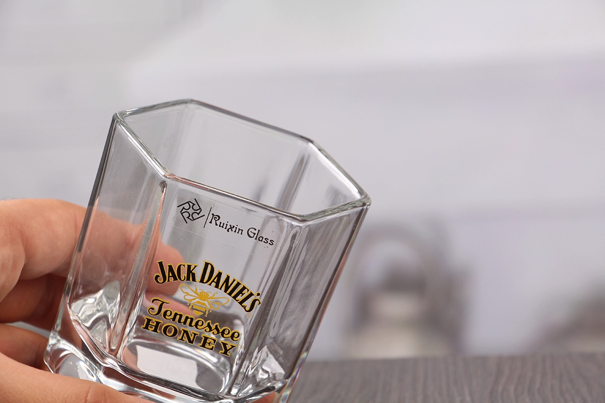 Hexagon Decal Whiskey Glasses