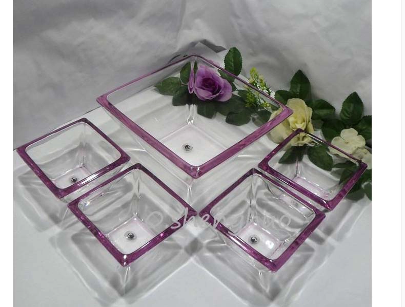 Square glass bowl suits transparent glass fruit plate supplier