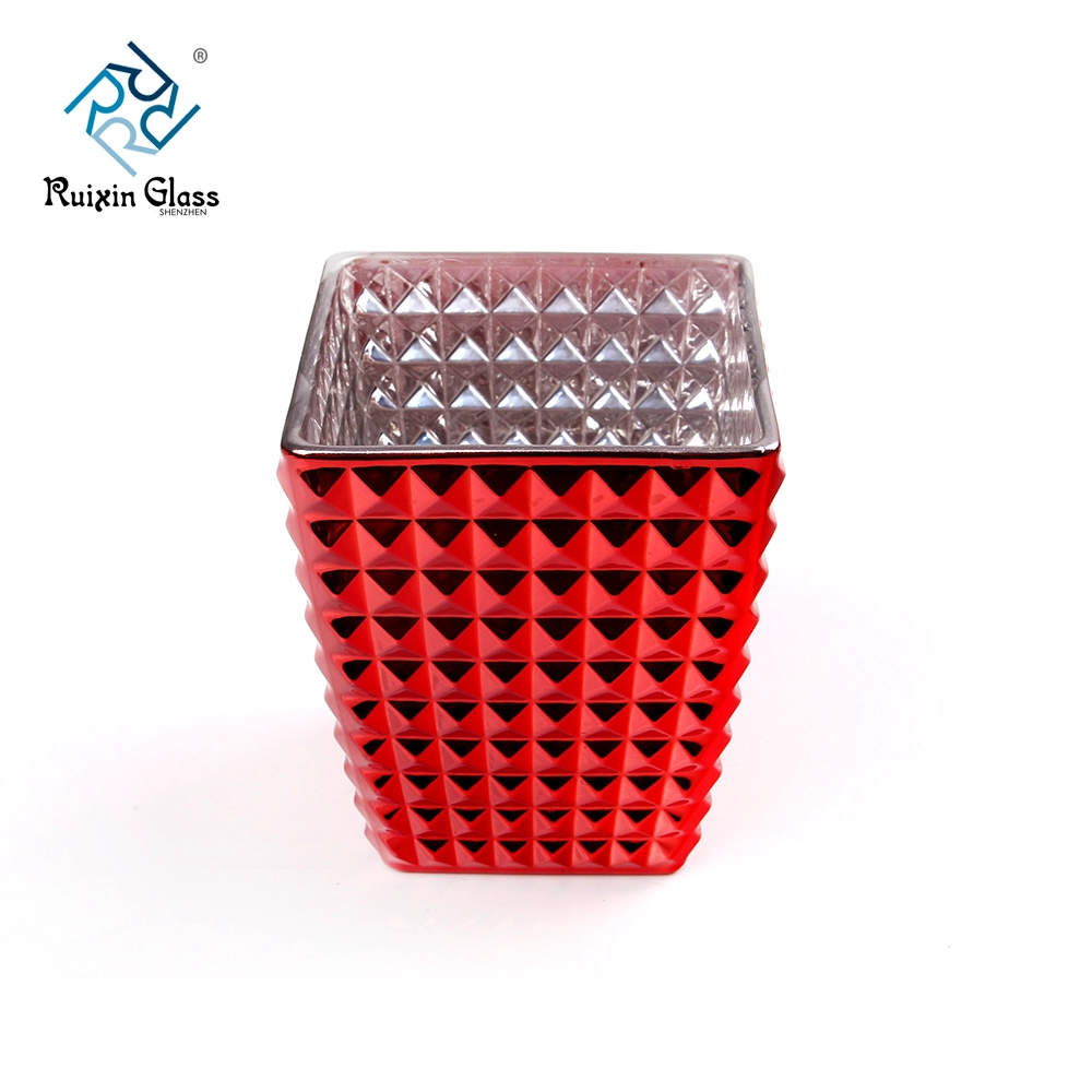 Pattern square glass 10OZ candle holder supplier