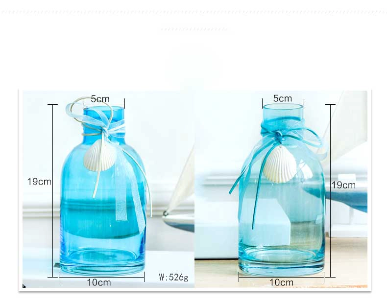 blue glass vases