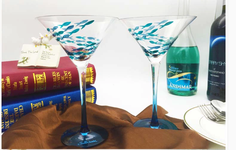 blue wine glass