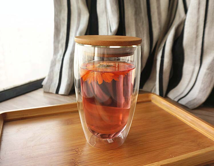 Heat resistant glass tea cup