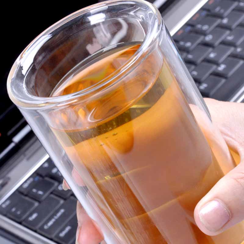double walled glass mug
