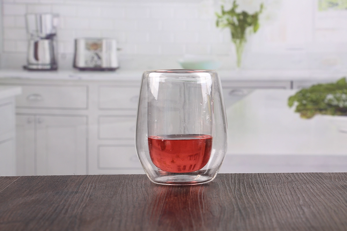 Stemless red wine glasses