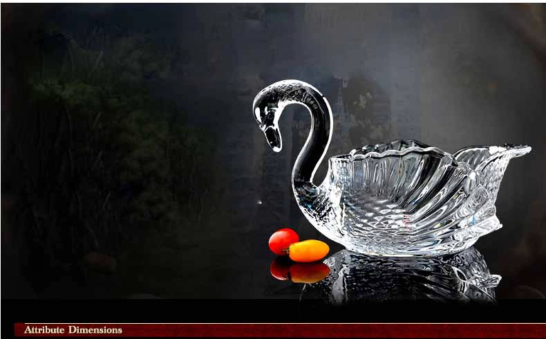 Swan crystal glass fruit bucket beautiful glass fruit containers wholesale