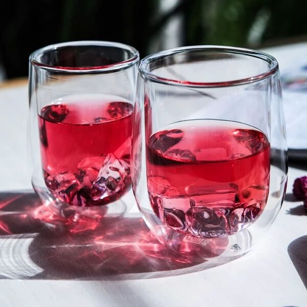 Double walled wine glass
