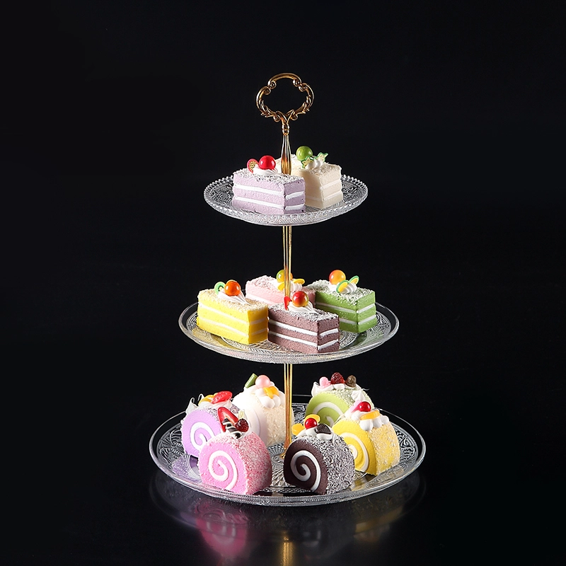 Creative glass three-tier fruit plate wholesale