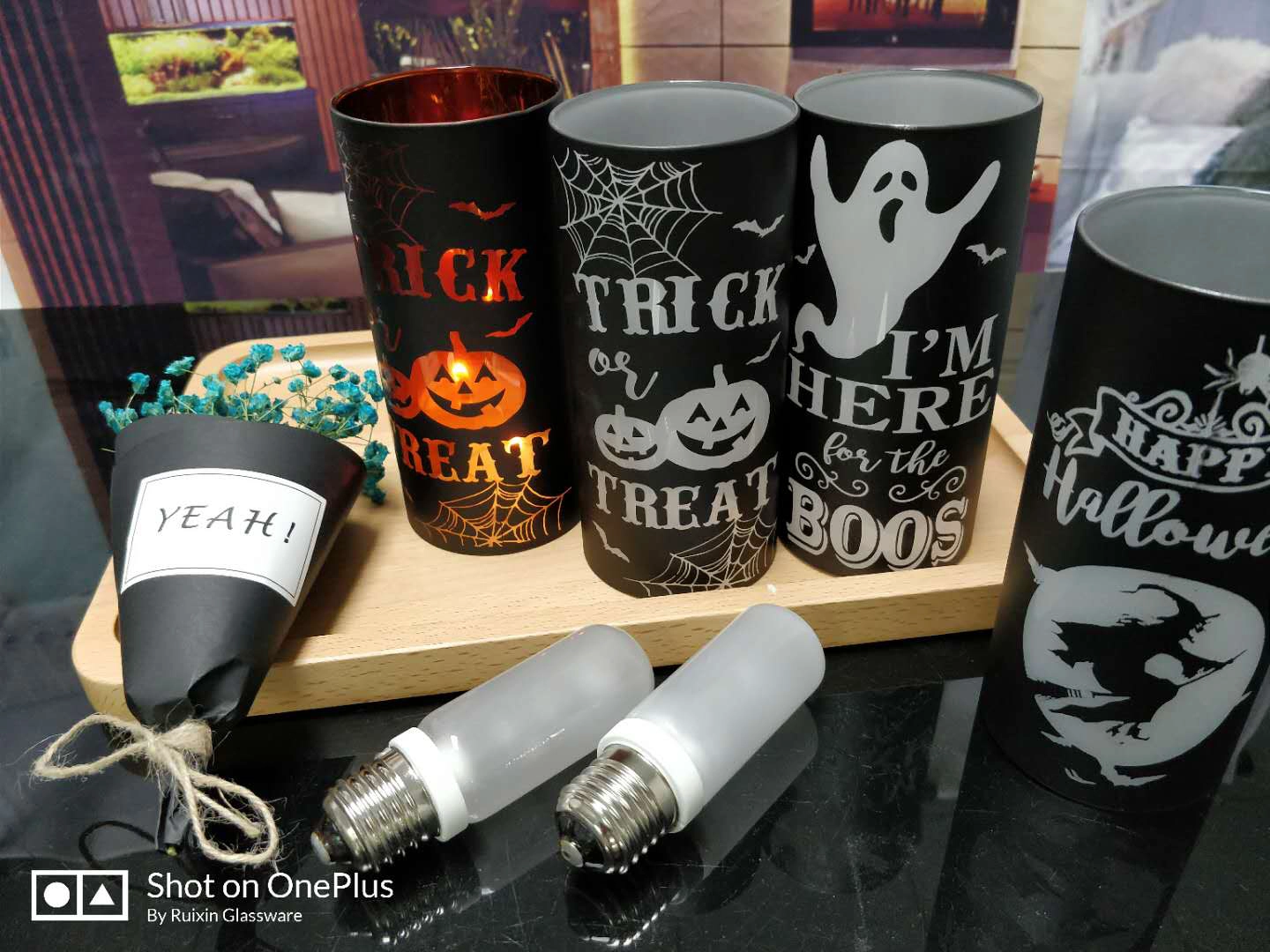 Halloween glass candle holder wholesale, Candle holder for halloween decor