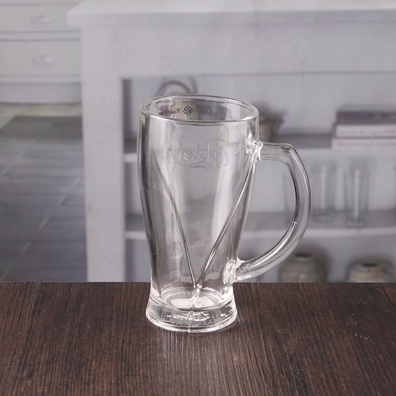 barato de vasos de cerveza transparente de vidrios con mango de 12oz