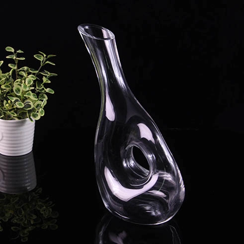 1500 ml eğik alt kurşunsuz kristal cam dekantör delikli
