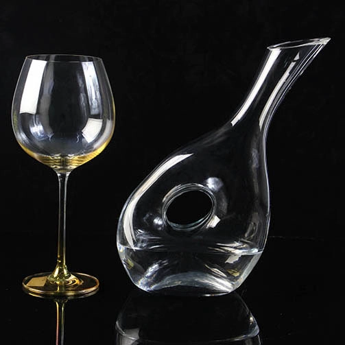 1500 ml eğik alt kurşunsuz kristal cam dekantör delikli