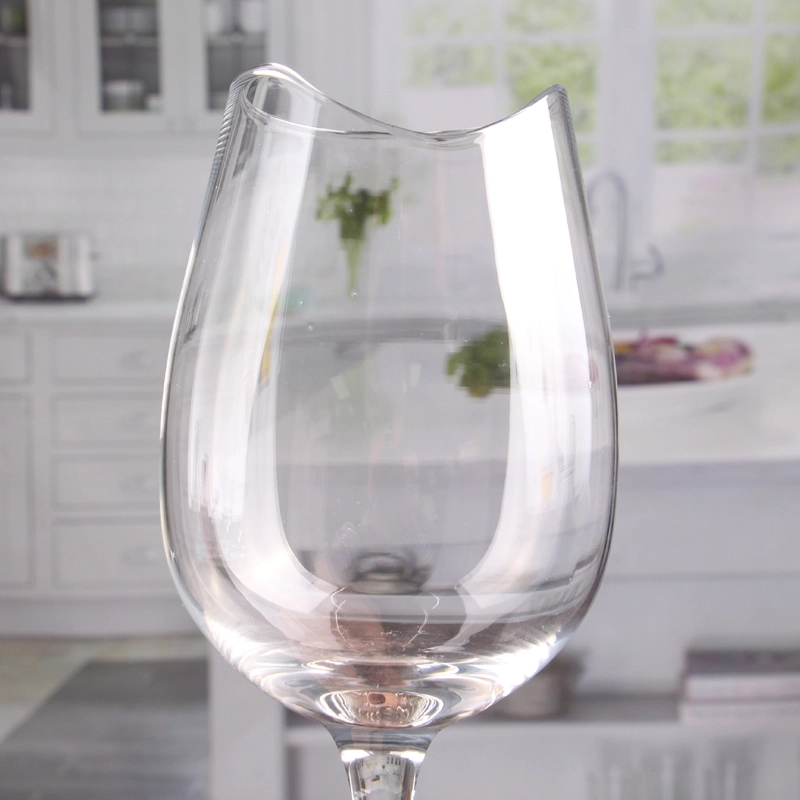 16oz entalhe incomum vinho óculos com haste curta atacado