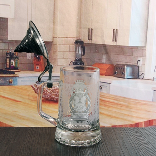 450ml personalized beer glasses with handle and metal lids supplier