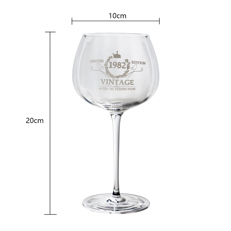 455ml custom logo Lead-free crystal ribbed handmade wedding gift wine Gin Tonic balloon glass ripple Copa De Vino