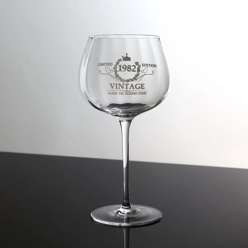 455ml custom logo Lead-free crystal ribbed handmade wedding gift wine Gin Tonic balloon glass ripple Copa De Vino