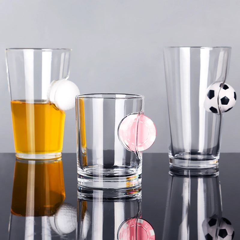 Amazon Hot Selling Casino Chip Embed Whiskey Glasses Bullet Embed Whiskey Glasses 16oz Beer Pint Glass With Golf Ball