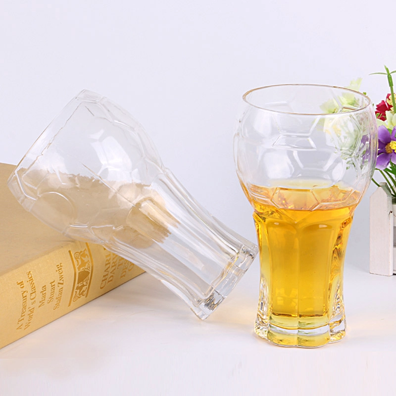 Bar popular glass beer mugs supplier football cup tall glass cups wholesale
