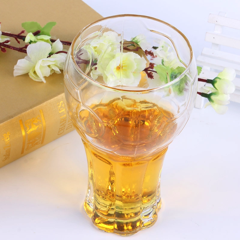 Bar popular glass beer mugs supplier football cup tall glass cups wholesale