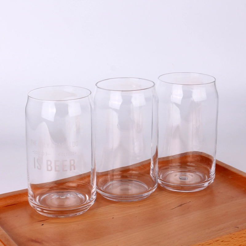Can Shaped Glass Cup Drinking Glasses Set 16oz Beer Can Glass Tumbler