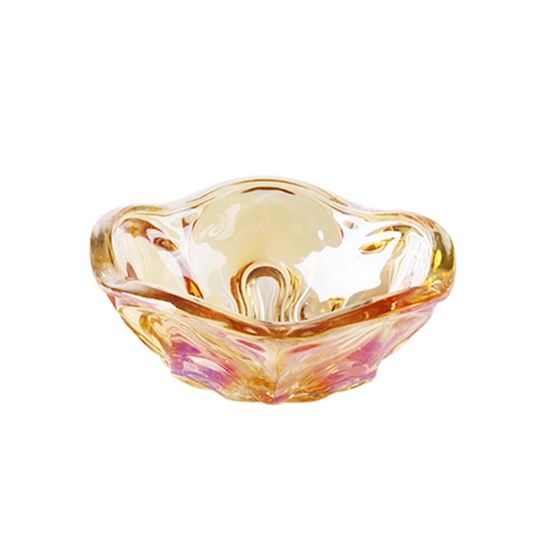 China lotus leaf shape Lead free glass fruit plate wholesale