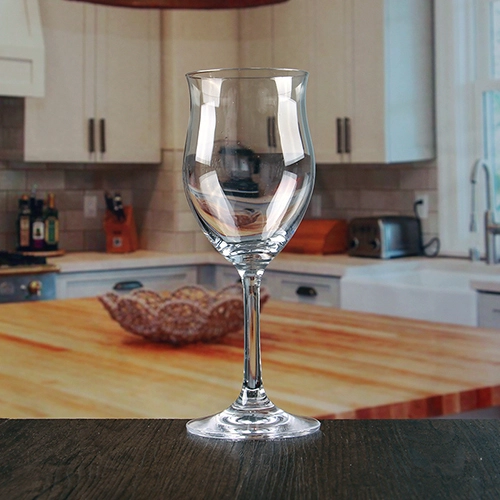 Fábrica de vidrio de vino de China 285ml Irregular en forma de copas de vino tintos por mayor