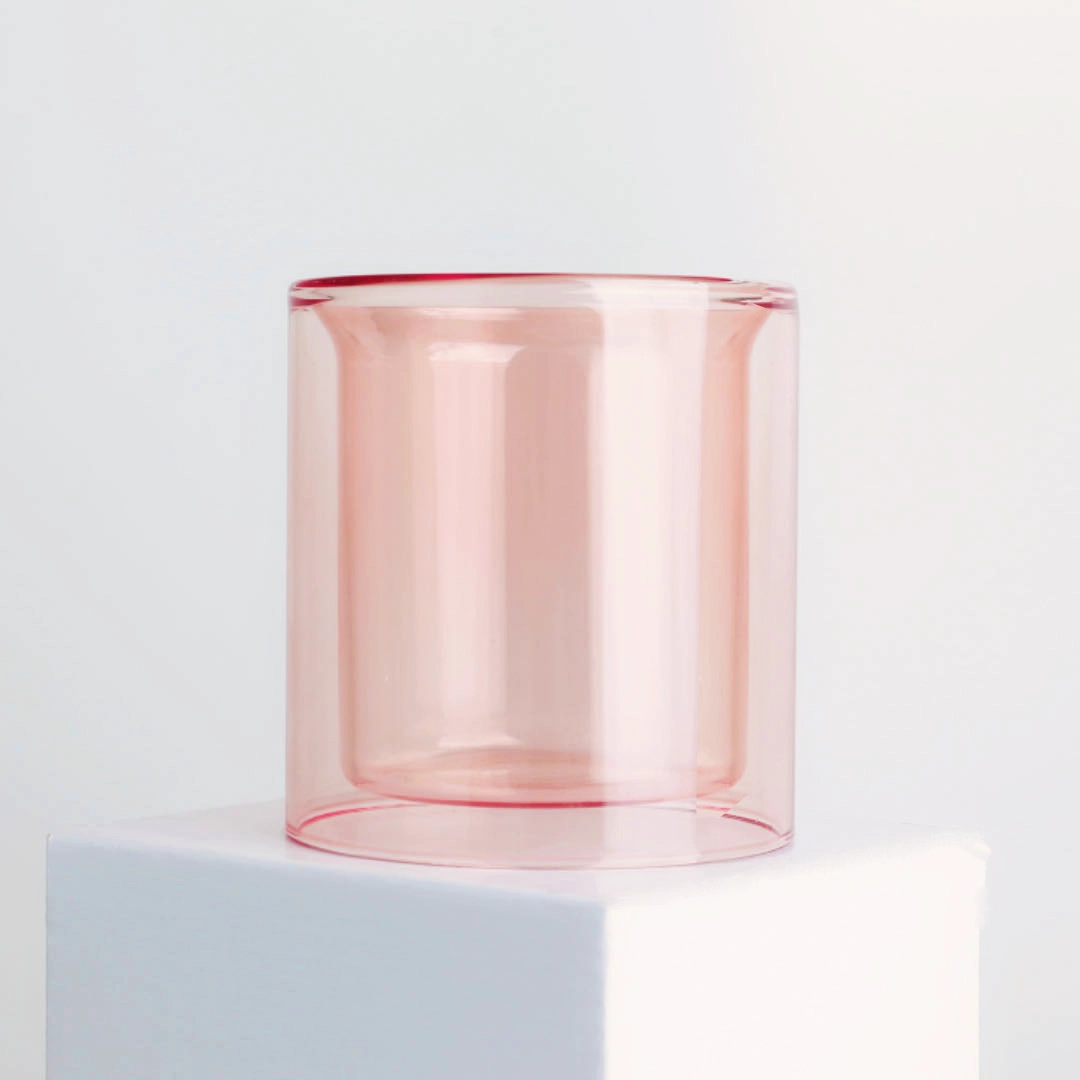Récipient à bougie en verre transparent double couche de 8 oz