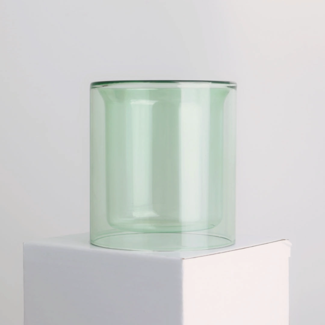 Récipient à bougie en verre transparent double couche de 8 oz