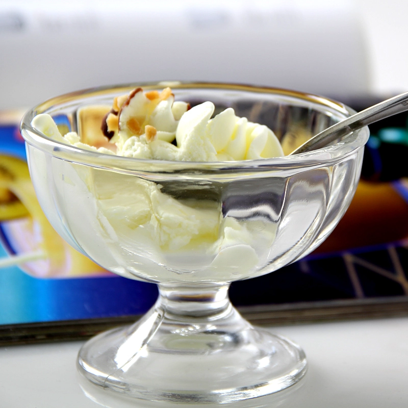 Cancella coppe di gelato in vetro e insieme all'ingrosso di cristallo dolce ciotola