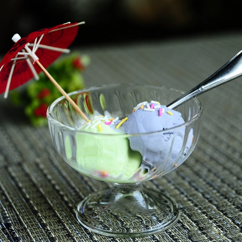 Cancella coppe di gelato in vetro e insieme all'ingrosso di cristallo dolce ciotola