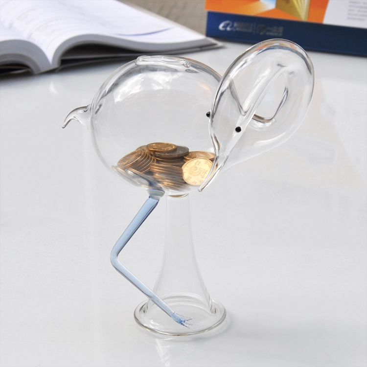 Grúa de cristal de la forma de ahorro de banco y caja de dinero pequeño de vidrio frascos de vidrio frascos de vidrio al por mayor