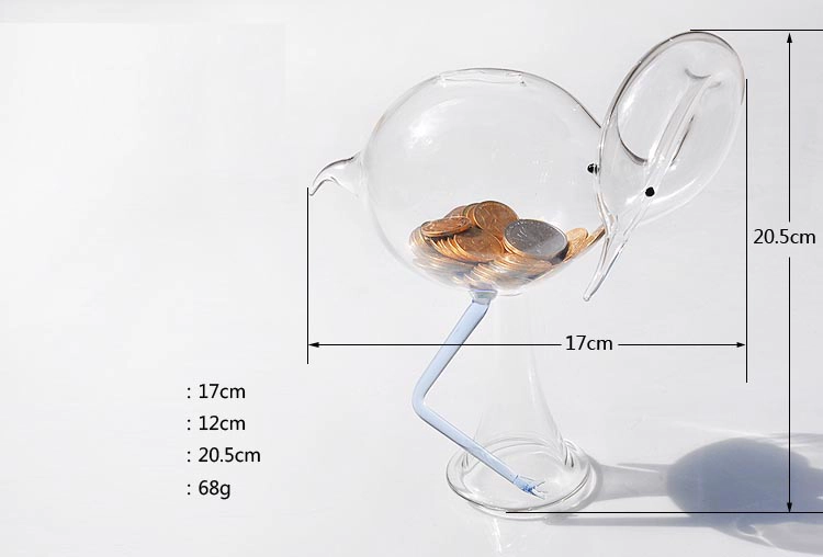 Grúa de cristal de la forma de ahorro de banco y caja de dinero pequeño de vidrio frascos de vidrio frascos de vidrio al por mayor