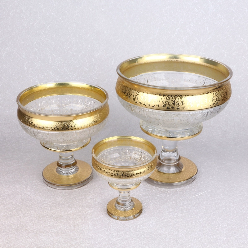 Factory Fast Delivery Bohemia Glass Sunflowers Series Decorative Glass Fruit Bowl With Stand
