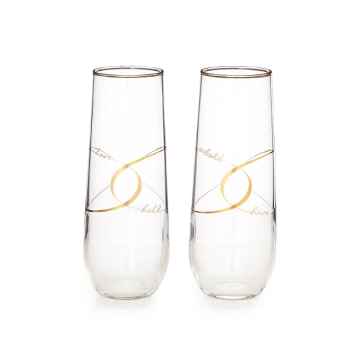 Fornecedor de ouro borda stemless taças de champagne