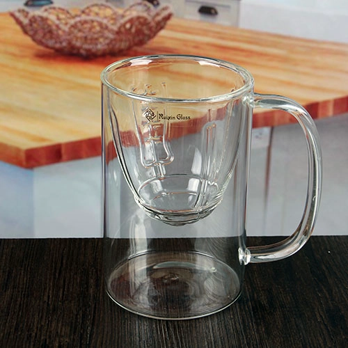 Handschlag 12 Unzen Doppelwandtrommel große Bodum Glasbecher mit Griff