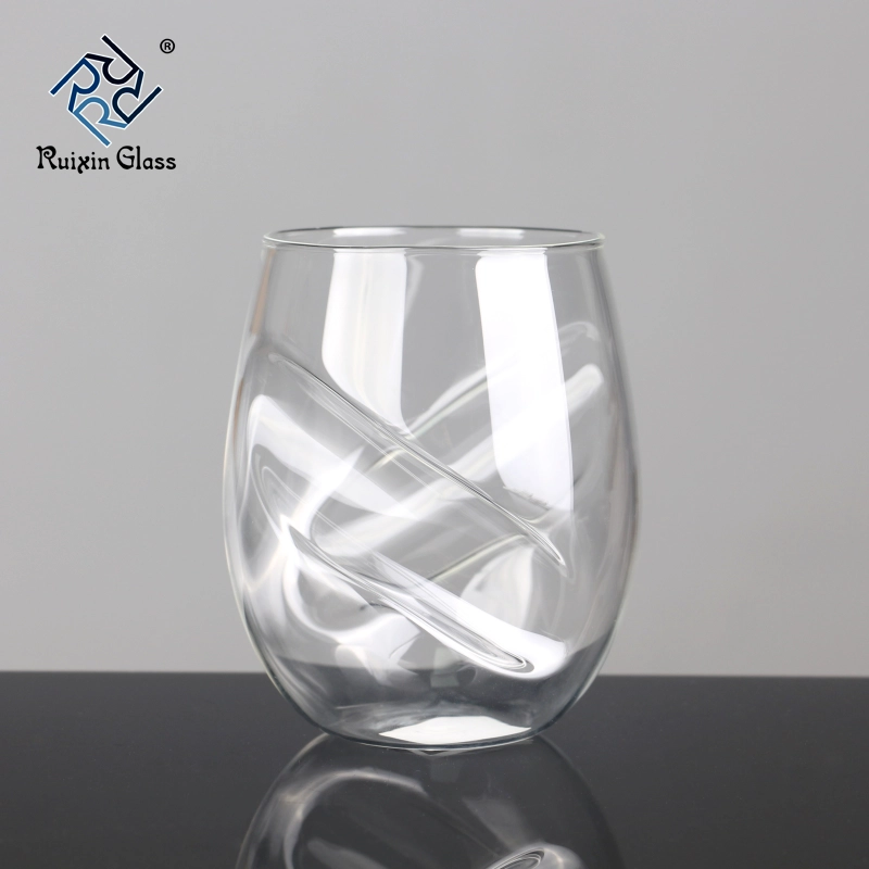 Handmade 12oz Stemless Wine Glass And Decanter Set With Finger Indentations