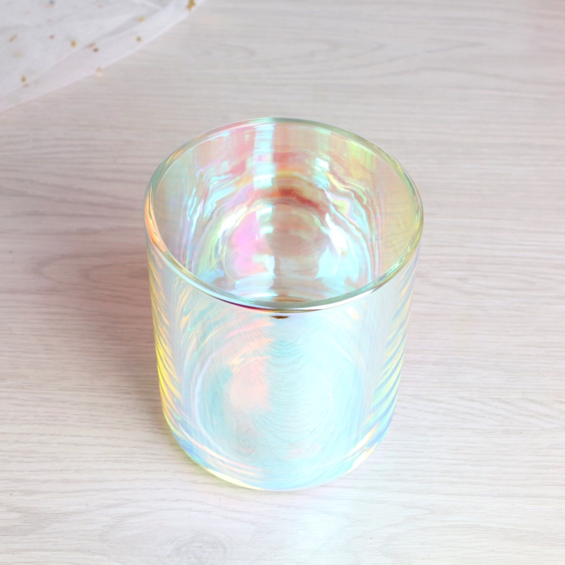 Luxury Colorful 10oz Iridescent Holographic Candle Holder Glass Jars For Candle Making
