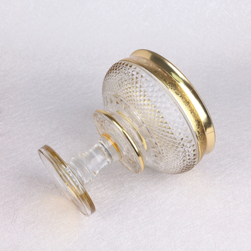 Cuenco de cristal bohemio para dulces de frutas, chapado en oro, estilo uzbeko, con pie, para uso doméstico y restaurante, nuevo diseño