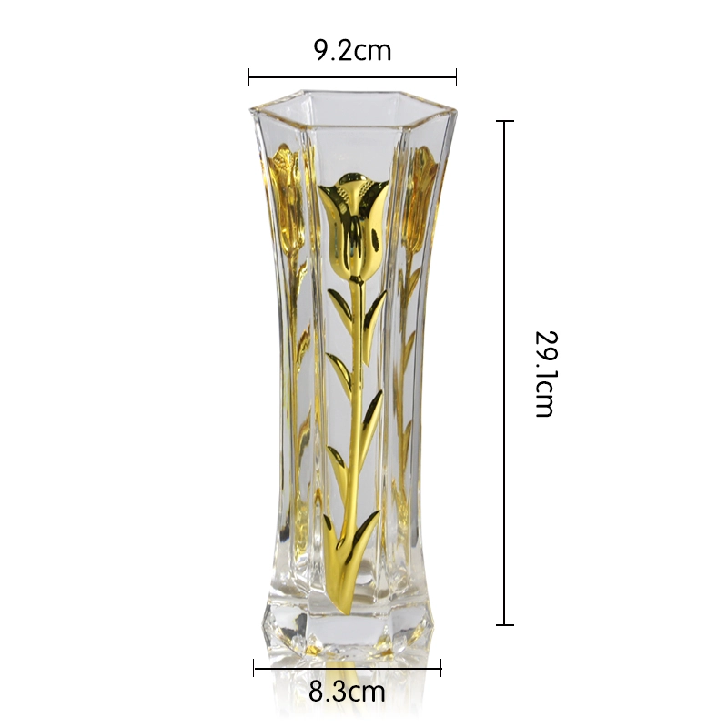 Neue Produkte Gold Tulpe Galvanik Glasvase Lieferanten