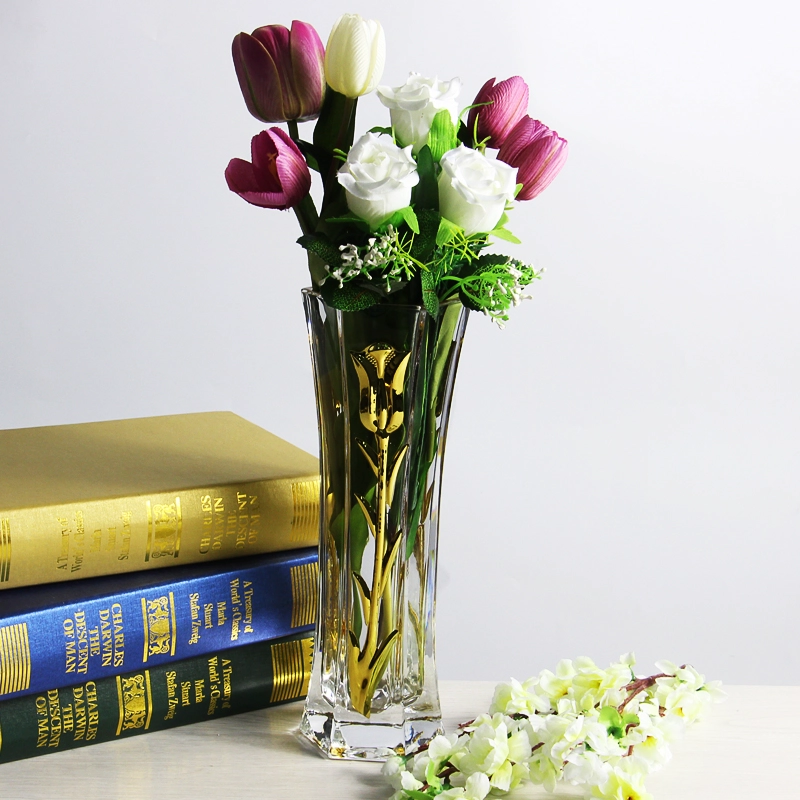 Neue Produkte Gold Tulpe Galvanik Glasvase Lieferanten