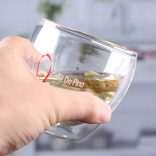 OEM mano soplado 160ml tazas de doble pared cristal venta por mayor