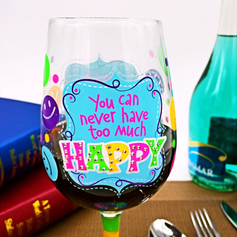 copas pintado | taza de vidrio y vasos de vino pintadas a mano al por mayor