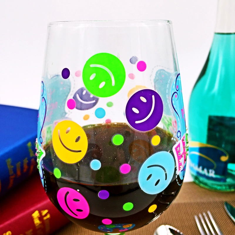 copas pintado | taza de vidrio y vasos de vino pintadas a mano al por mayor