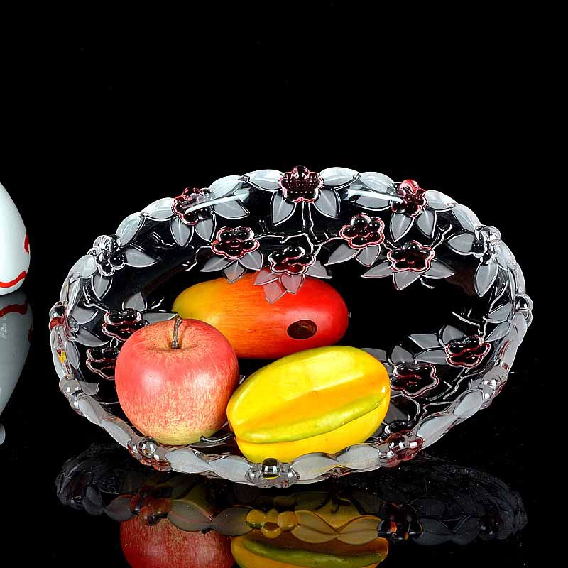 Stampa fiore di vetro frutta casa ciotola di vetro trasparente frutta secchio fornitore